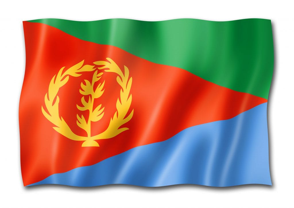 תרגום לטיגרינית בתמונה דגל אריתראי על רקע לבן